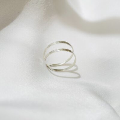 Bague en argent double striée